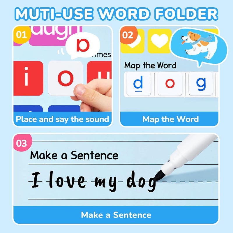 JoyCat 265 Phonics Magnetic Letter Tiles- Hooked on Phonics, ABC Reading Games Set with Word-Building Folder & Storage Case, Letter Sound Alphabet Letters, Preschool Pre k Classroom Materials - Image 2